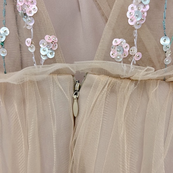 Wedding Dress Wmns Maxi Boho Fairy-core Custom Embroidered Sequined Silk Tulle - Picture 12 of 16